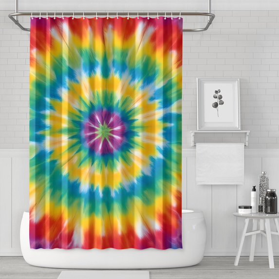 Rainbow Tie Dye Mandala Pattern Shower Curtain 72"x72" ,Bathroom Decorative Shower Curtains Set with 12 Hooks,Modern Waterproof Washable Shower Curtain