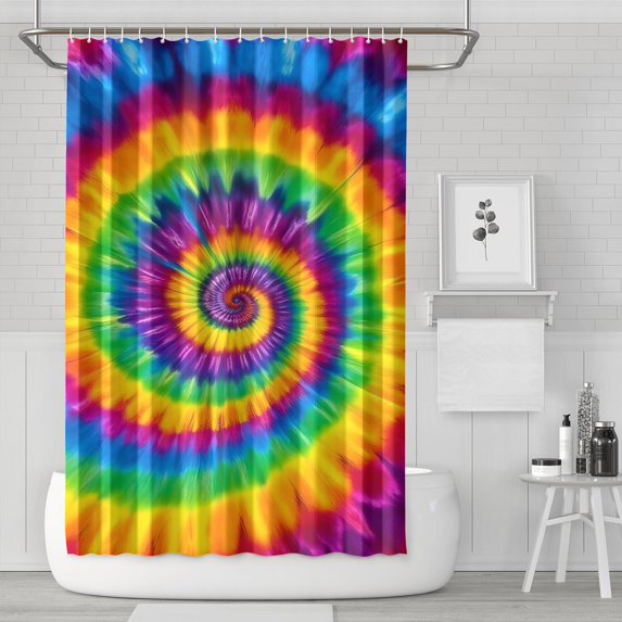 Rainbow Tie Dye Mandala Pattern Shower Curtain 72"x72" ,Bathroom Decorative Shower Curtains Set with 12 Hooks,Modern Waterproof Washable Shower Curtain
