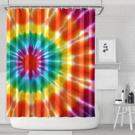 Rainbow Tie Dye Mandala Pattern Shower Curtain 84"x72" ,Bathroom Decorative Shower Curtains Set with 12 Hooks,Modern Waterproof Washable Shower Curtain