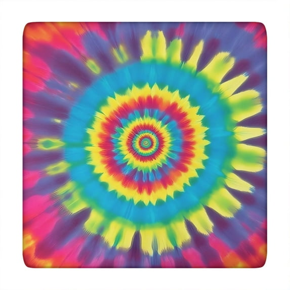 Rainbow Tie Dye Mandala Pattern Square Fitted Tablecloth with Elastic Edge,Square Table Cover,Washable Elastic Table Cover for Home Kitchen Party Decor 34"x34"