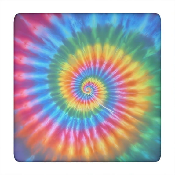 Rainbow Tie Dye Mandala Pattern Square Fitted Tablecloth with Elastic Edge,Square Table Cover,Washable Elastic Table Cover for Home Kitchen Party Decor 34"x34"