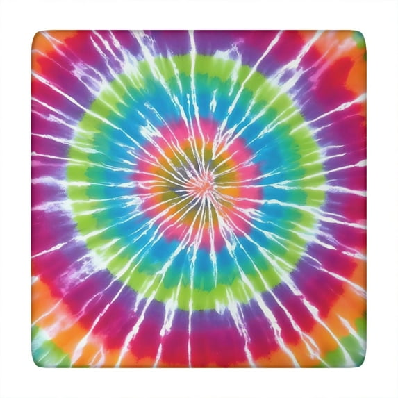 Rainbow Tie Dye Mandala Pattern Square Fitted Tablecloth with Elastic Edge,Square Table Cover,Washable Elastic Table Cover for Home Kitchen Party Decor 34"x34"