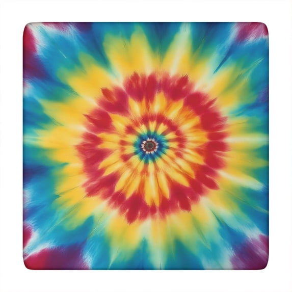 Rainbow Tie Dye Mandala Pattern Square Fitted Tablecloth with Elastic Edge,Square Table Cover,Washable Elastic Table Cover for Home Kitchen Party Decor 34"x34"