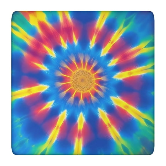 Rainbow Tie Dye Mandala Pattern Square Fitted Tablecloth with Elastic Edge,Square Table Cover,Washable Elastic Table Cover for Home Kitchen Party Decor 36"x36"