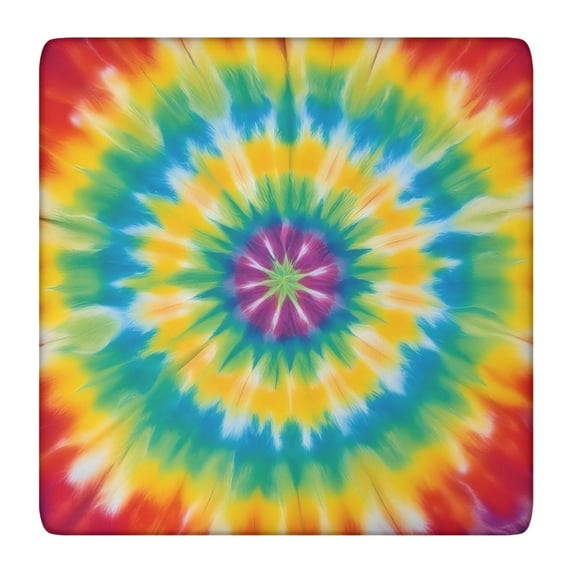 Rainbow Tie Dye Mandala Pattern Square Fitted Tablecloth with Elastic Edge,Square Table Cover,Washable Elastic Table Cover for Home Kitchen Party Decor 36"x36"