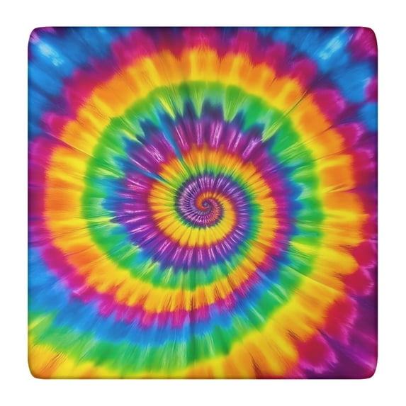 Rainbow Tie Dye Mandala Pattern Square Fitted Tablecloth with Elastic Edge,Square Table Cover,Washable Elastic Table Cover for Home Kitchen Party Decor 36"x36"