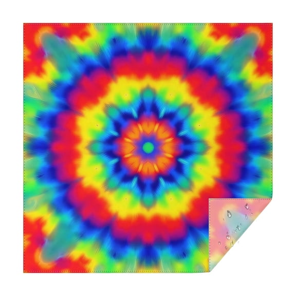 Rainbow Tie Dye Mandala Pattern Square Tablecloth,Waterproof Square Table Cover,Wipeable Spillproof Washable Table Cover for Home Kitchen Party Decor 42"X42"(107x107cm)