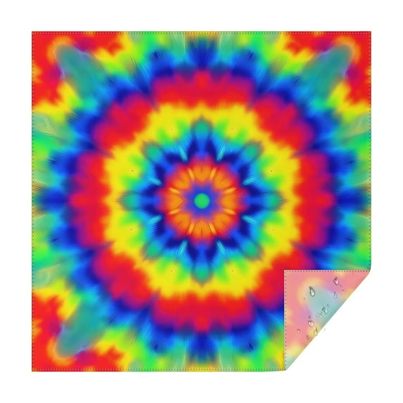 Rainbow Tie Dye Mandala Pattern Square Tablecloth,Waterproof Square Table Cover,Wipeable Spillproof Washable Table Cover for Home Kitchen Party Decor 42"X42"(107x107cm)