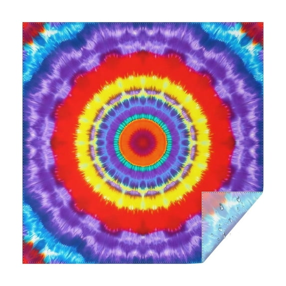 Rainbow Tie Dye Mandala Pattern Square Tablecloth,Waterproof Square Table Cover,Wipeable Spillproof Washable Table Cover for Home Kitchen Party Decor 42"X42"(107x107cm)