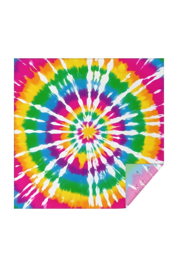 Rainbow Tie Dye Mandala Pattern Square Tablecloth,Waterproof Square Table Cover,Wipeable Spillproof Washable Table Cover for Home Kitchen Party Decor 42"X42"(107x107cm)