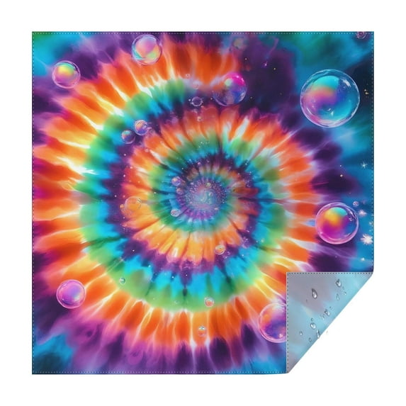 Rainbow Tie Dye Mandala Pattern Square Tablecloth,Waterproof Square Table Cover,Wipeable Spillproof Washable Table Cover for Home Kitchen Party Decor 42"X42"(107x107cm)