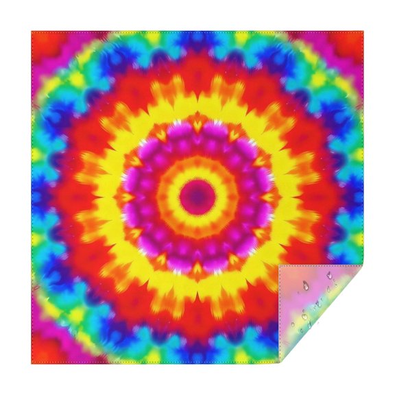 Rainbow Tie Dye Mandala Pattern Square Tablecloth,Waterproof Square Table Cover,Wipeable Spillproof Washable Table Cover for Home Kitchen Party Decor 52"x52"(132x132cm)