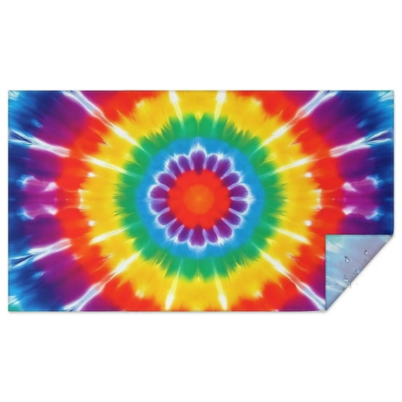 Rainbow Tie Dye Mandala Rectangle Tablecloth 60"x102",Waterproof Polyester Rectangle Table Cloth, Wipeable Spillproof Polyester Tablecloth for Dining, Camping, Indoor and Outdoor