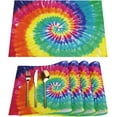 thumbnail image 1 of Rainbow Tie Dye Placemats Set of 6 Rectangle Table Mats Washable Heat-Resistant Place Mat for Kitchen Dining Table Decor Indoor Outdoor, 1 of 5