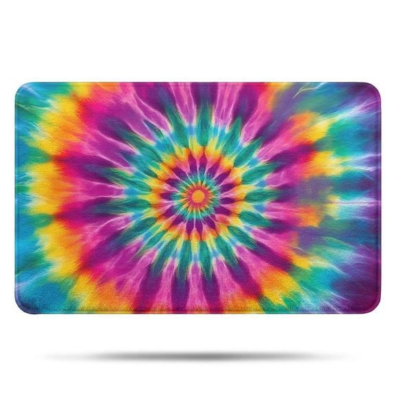 Rainbow Tie Dye Radial Pattern Bathroom Rugs Mat,Non Slip Microfiber Bathroom Rug,Rubber Backing,Soft Bathroom Mats for Bathroom Floor,Tub and Shower,17x27in(43x68cm)