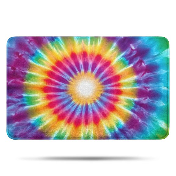 Rainbow Tie Dye Radial Pattern Bathroom Rugs Mat,Non Slip Microfiber Bathroom Rug,Rubber Backing,Soft Bathroom Mats for Bathroom Floor,Tub and Shower,17x27in(43x68cm)
