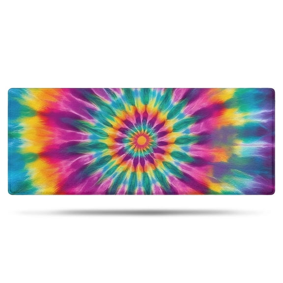 Rainbow Tie Dye Radial Pattern Bathroom Rugs Mat,Non Slip Microfiber Bathroom Rug,Rubber Backing,Soft Bathroom Mats for Bathroom Floor,Tub and Shower,60x24in(150x60cm)
