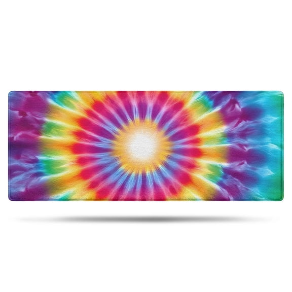 Rainbow Tie Dye Radial Pattern Bathroom Rugs Mat,Non Slip Microfiber Bathroom Rug,Rubber Backing,Soft Bathroom Mats for Bathroom Floor,Tub and Shower,60x24in(150x60cm)