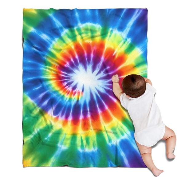 Rainbow Tie Dye Radial Pattern Blanket,Comfortable Soft Flannel Throw Blanket,All Season,Warm Lightweight Blankets for Sofa Bed Couch Living Room Chair,30"x40"