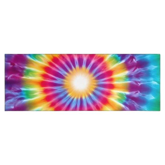 Rainbow Tie Dye Radial Pattern Kitchen Rug Mat,Kitchen Runner Rugs Non Skid Washable,Decorative Kitchen Floor Mats for Kitchen,Sink,Laundry,17"X47"