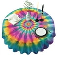 thumbnail image 1 of Rainbow Tie Dye Radial Pattern Round Tablecloth 60"x60",Wrinkle Wipeable Table Cloth for Kitchen Dining Room Picnic Patio Party, 1 of 6