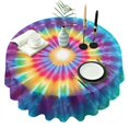 thumbnail image 1 of Rainbow Tie Dye Radial Pattern Round Tablecloth 60"x60",Wrinkle Wipeable Table Cloth for Kitchen Dining Room Picnic Patio Party, 1 of 6