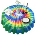 thumbnail image 1 of Rainbow Tie Dye Radial Pattern Round Tablecloth 60"x60",Wrinkle Wipeable Table Cloth for Kitchen Dining Room Picnic Patio Party, 1 of 6