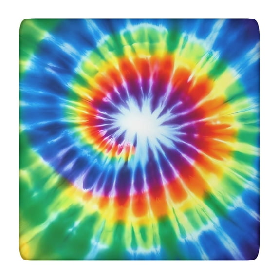 Rainbow Tie Dye Radial Pattern Square Fitted Tablecloth with Elastic Edge,Square Table Cover,Washable Elastic Table Cover for Home Kitchen Party Decor 36"x36"