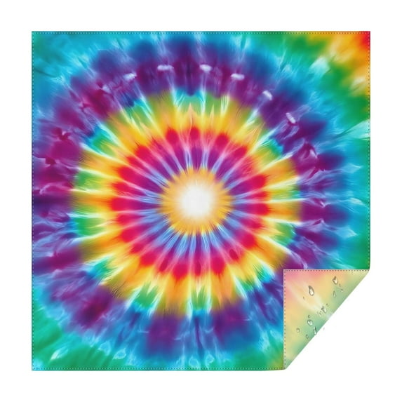 Rainbow Tie Dye Radial Pattern Square Tablecloth,Waterproof Square Table Cover,Wipeable Spillproof Washable Table Cover for Home Kitchen Party Decor 42"X42"(107x107cm)