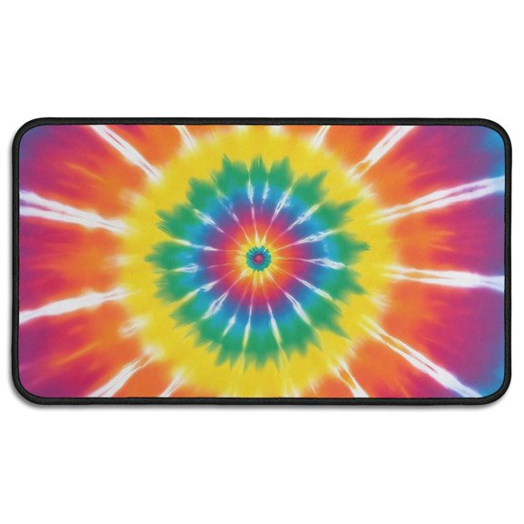 Rainbow Tie Dye Ray Circle Pattern Door Rugs,Washable Non Slip Door Mats Indoor,Decorative Door Mats,Entry Mat Indoor for Entrance,Bedroom,Kitchen,Bathroom,30"x17"