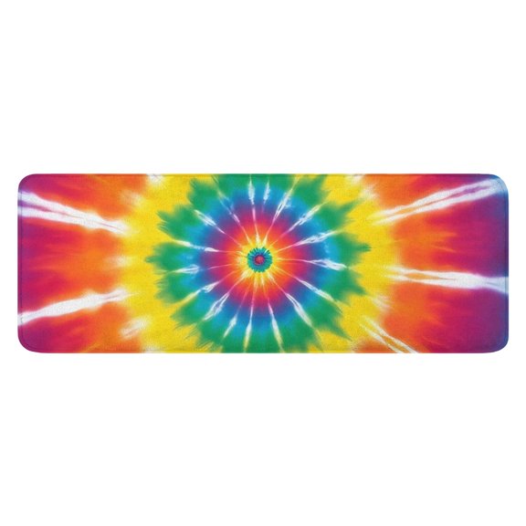 Rainbow Tie Dye Ray Circle Pattern Kitchen Rug Mat,Kitchen Runner Rugs Non Skid Washable,Decorative Kitchen Floor Mats for Kitchen,Sink,Laundry,17"x47.2"