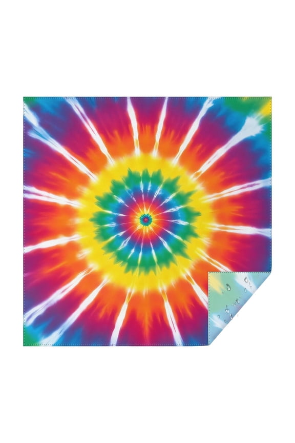 Rainbow Tie Dye Ray Circle Pattern Square Tablecloth,Waterproof Square Table Cover,Wipeable Spillproof Washable Table Cover for Home Kitchen Party Decor 42"X42"(107x107cm)
