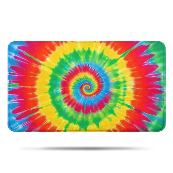 Rainbow Tie Dye Spiral Bathroom Rugs Mat,Non Slip Microfiber Bathroom Rug,Rubber Backing,Soft Bathroom Mats for Bathroom Floor,Tub and Shower,17x30in(43x75cm)