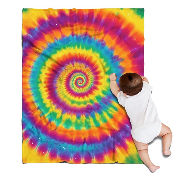 Rainbow Tie Dye Spiral Dot Pattern Blanket,Comfortable Soft Flannel Throw Blanket,All Season,Warm Lightweight Blankets for Sofa Bed Couch Living Room Chair,30"x40"