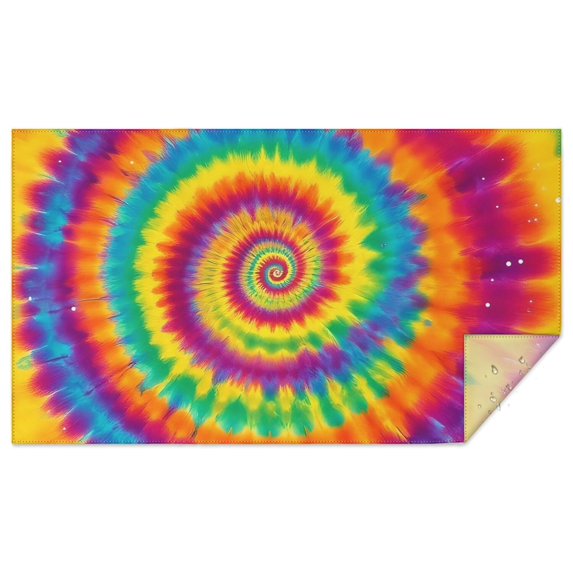 Rainbow Tie Dye Spiral Dot Pattern Rectangle Tablecloth 60"x102",Waterproof Polyester Rectangle Table Cloth, Wipeable Spillproof Polyester Tablecloth for Dining, Camping, Indoor and Outdoor