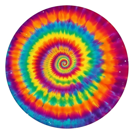 Rainbow Tie Dye Spiral Dot Pattern Round Fitted Tablecloth with Elastic Edge,Dining Table Cover Waterproof,Outdoor Round Tablecloth for Camping,Dining,Indoor and Outdoor