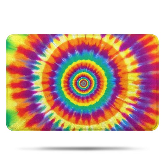Rainbow Tie Dye Spiral Layer Pattern Bathroom Rugs Mat,Non Slip Microfiber Bathroom Rug,Rubber Backing,Soft Bathroom Mats for Bathroom Floor,Tub and Shower,17x27in(43x68cm)