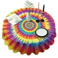 thumbnail image 1 of Rainbow Tie Dye Spiral Layer Pattern Round Tablecloth 60"x60",Wrinkle Wipeable Table Cloth for Kitchen Dining Room Picnic Patio Party, 1 of 6