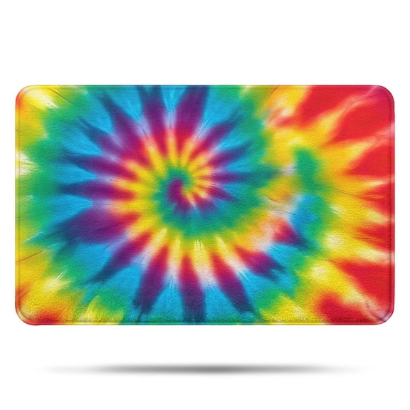 Rainbow Tie Dye Spiral Pattern Bathroom Rugs Mat,Non Slip Microfiber Bathroom Rug,Rubber Backing,Soft Bathroom Mats for Bathroom Floor,Tub and Shower,17x27in(43x68cm)