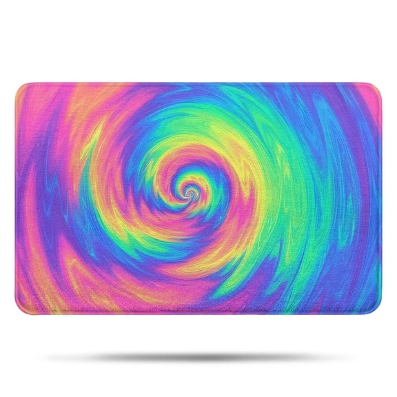 Rainbow Tie Dye Spiral Pattern Bathroom Rugs Mat,Non Slip Microfiber Bathroom Rug,Rubber Backing,Soft Bathroom Mats for Bathroom Floor,Tub and Shower,17x27in(43x68cm)