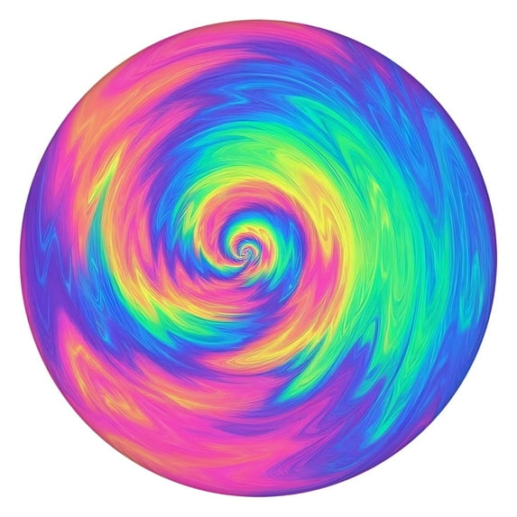 Rainbow Tie Dye Spiral Pattern Round Fitted Tablecloth with Elastic Edge,Dining Table Cover Waterproof,Outdoor Round Tablecloth for Camping,Dining,Indoor and Outdoor