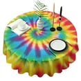 thumbnail image 1 of Rainbow Tie Dye Spiral Pattern Round Tablecloth 60"x60",Wrinkle Wipeable Table Cloth for Kitchen Dining Room Picnic Patio Party, 1 of 6