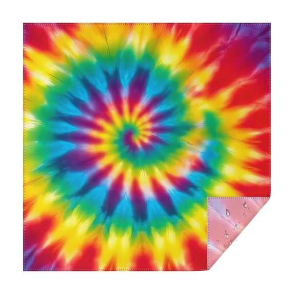 Rainbow Tie Dye Spiral Pattern Square Tablecloth,Waterproof Square Table Cover,Wipeable Spillproof Washable Table Cover for Home Kitchen Party Decor 42"X42"(107x107cm)
