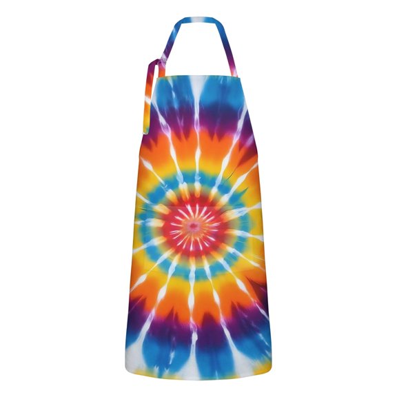 Rainbow Tie Dye Sunburst Apron-Garden Aprons for Women with Pockets-Cotton Linen Waterproof Kitchen Cooking Gardening Aprons Adjustable for Kitchen,Cooking,BBQ and Salon 33x27 Inch