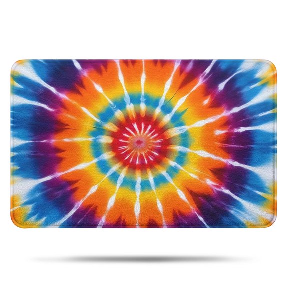 Rainbow Tie Dye Sunburst Bathroom Rugs Mat,Non Slip Microfiber Bathroom Rug,Rubber Backing,Soft Bathroom Mats for Bathroom Floor,Tub and Shower,17x27in(43x68cm)