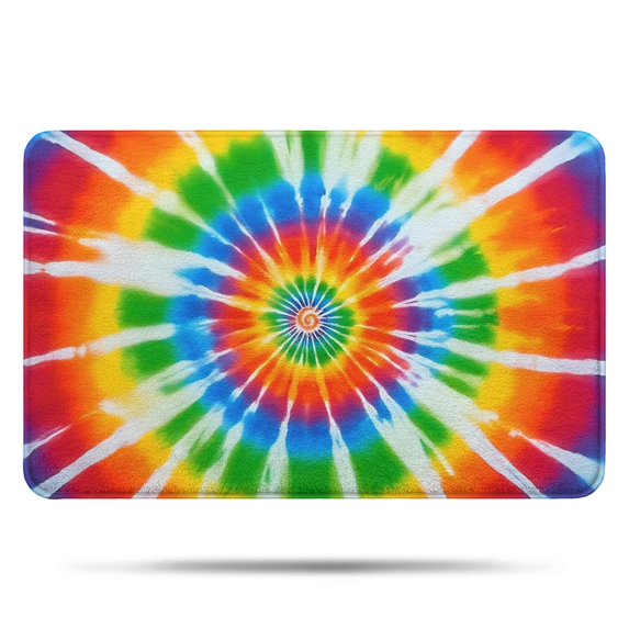 Rainbow Tie Dye Sunburst Bathroom Rugs Mat,Non Slip Microfiber Bathroom Rug,Rubber Backing,Soft Bathroom Mats for Bathroom Floor,Tub and Shower,17x27in(43x68cm)