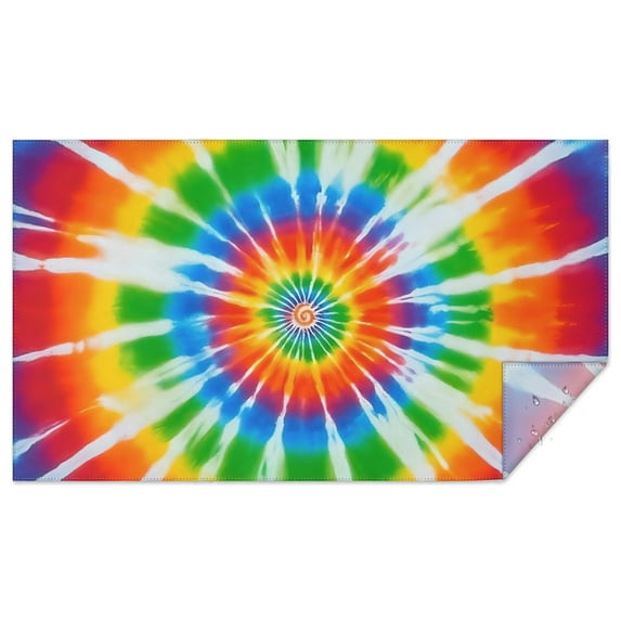 Rainbow Tie Dye Sunburst Rectangle Tablecloth 60"x102",Waterproof Polyester Rectangle Table Cloth, Wipeable Spillproof Polyester Tablecloth for Dining, Camping, Indoor and Outdoor