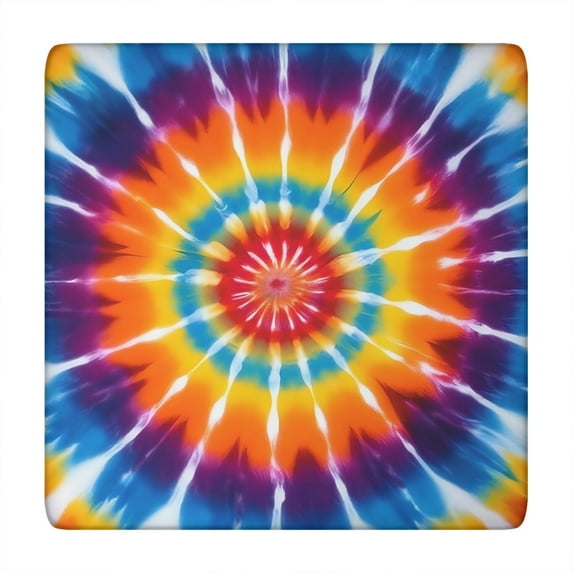 Rainbow Tie Dye Sunburst Square Fitted Tablecloth with Elastic Edge,Square Table Cover,Washable Elastic Table Cover for Home Kitchen Party Decor 34"x34"