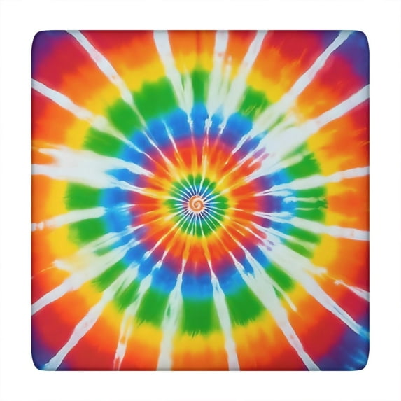 Rainbow Tie Dye Sunburst Square Fitted Tablecloth with Elastic Edge,Square Table Cover,Washable Elastic Table Cover for Home Kitchen Party Decor 34"x34"