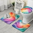 thumbnail image 1 of Rainbow Tie Dye Swirl Pattern Bathroom Rugs Sets 3 Piece,Toilet Cover Set,Absorbent Non Slip Bathroom Mats Sets with U-Shaped Contour Rug Toilet Rug Set, 1 of 5